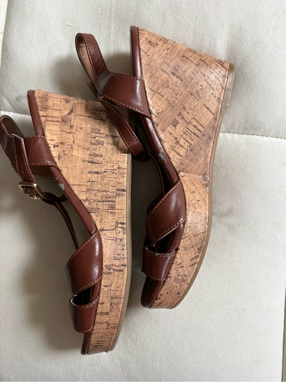 Franco Sarto Women's Brown Cork Wedge Sandals - Size 6